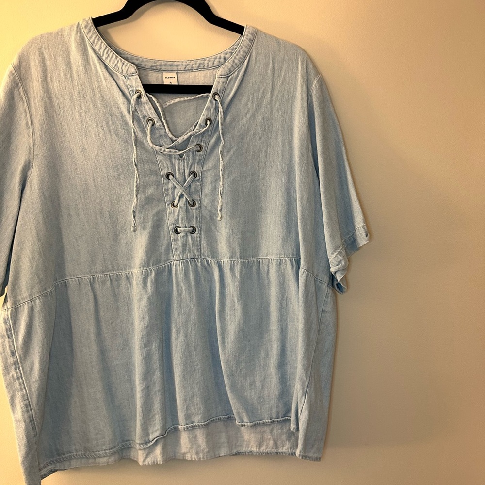 Chambray Tie Peplum Top Old Navy XL
